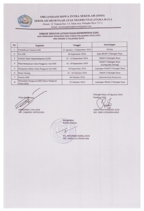 Linimasa LDK dan Pemilihan Pengurus OSIS 2024/2025